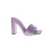 Liliana Mule/Clog: Slip On Chunky Heel Feminine Purple Solid Shoes - Women's Size 6 - Open Toe