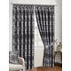 Luxury Jacquard Pencil Pleat Curtains Floral Design Curtain Pairs Thick Fully Lined Drapes Matching Cushion Covers (Grey, 90" x 90" (228 cm x 228 cm))