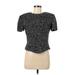 Papell Boutique Evening Short Sleeve Blouse: Black Tops - Women's Size Medium