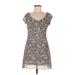 Ultra Flirt Casual Dress - Mini: Teal Print Dresses - Women's Size Medium