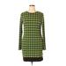 MICHAEL Michael Kors Casual Dress - Mini High Neck Long sleeves: Green Polka Dots Dresses - Women's Size Large