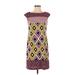 Maggy London Casual Dress - Mini Crew Neck Sleeveless: Burgundy Print Dresses - Women's Size 2