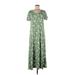 Cuddl Duds Casual Dress - A-Line Scoop Neck Short sleeves: Green Print Dresses - Women's Size Medium