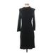 Forever 21 Casual Dress - Sheath High Neck 3/4 sleeves: Black Solid Dresses - Women's Size Large