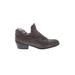 New Directions Ankle Boots: Slip On Chunky Heel Boho Chic Gray Solid Shoes - Women's Size 9 1/2 - Round Toe