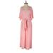 lost & wander Jumpsuit V Neck 3/4 sleeves: Pink Print Jumpsuits - Women's Size Small