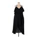 City Chic Casual Dress - Midi V-Neck Sleeveless: Black Solid Dresses - Women's Size 18 Plus