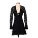 Alexis Casual Dress - A-Line V-Neck Long sleeves: Black Print Dresses - Women's Size Small