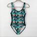 Adidas Swim | Adidas Low Back One Piece Bathing Suit Green Palm Leaves Women’s Size Small | Color: Black/Green | Size: S