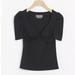 Anthropologie Tops | Anthropologie Women’s Janee Twist-Front Top Short Sleeve V-Neck Black Small | Color: Black | Size: S