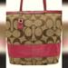 Coach Bags | Authentic Coach Pink Tan Signature Canvas Shoulder Bag | Color: Pink/Tan | Size: Os