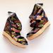 Anthropologie Shoes | Bettye Muller Anthropologie Canvas Strappy Espadrille Platform Wedge Sandals 7.5 | Color: Black/Orange | Size: 7.5