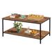 2-Tier Coffee Table with Storage Shelf for Living Spaces, Brown Rectangle Wood and Sturdy Metal Side End Table