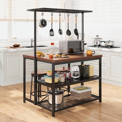 42'' Large Kitchen Island Bakers Rack Microwave Oven Stand Shelf with 3 Tier Storage