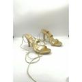 Michael Kors Shoes | Kors Michael Kors Made In Italy Strappy Gold Heels (Wooden Heel) Women's Us 8.5 | Color: Gold | Size: 8.5