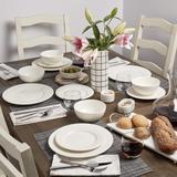 Embossed White Porcelain Round Dinnerware - 12 Piece Dinnerware Set