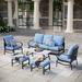 Alphamarts 6 Piece Sofa Seating Group w/ Cushions Metal in Black/Blue | 35 H x 74.5 W x 32 D in | Outdoor Furniture | Wayfair CP001-01-7-BL