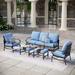 Alphamarts 5 Piece Sofa Seating Group w/ Cushions Metal in Black/Blue | 35 H x 74.5 W x 32 D in | Outdoor Furniture | Wayfair CP001-07-5-BL