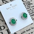 Kate Spade Jewelry | Kate Spade Silver Plated Beautiful Green Cabochon Rhinestone Stud Earrings | Color: Green/Silver | Size: Os