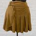 Free People Skirts | Free People Brown Tan Pleated Wrap Waist Mini Skirt Above Knee Belt Attached | Color: Brown/Tan | Size: 2