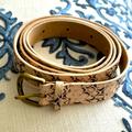 J. Crew Accessories | Jcrew Leather Belt Medium Snake Embossed Cream Brown Antique Brass Buckle | Color: Brown/Cream | Size: Medium