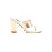 Nine West Sandals: Slip On Chunky Heel Glamorous Gold Shoes - Women's Size 7 1/2 - Open Toe
