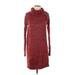 PrAna Casual Dress - Sweater Dress High Neck Long Sleeve: Brown Solid Dresses - Women's Size Small