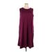 Woman Within Casual Dress - A-Line Crew Neck Sleeveless: Burgundy Solid Dresses - Women's Size 22