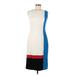 Teri Jon by Rickie Freeman Casual Dress - Midi: Ivory Color Block Dresses - Women's Size 6