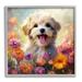 Stupell Industries Az-128-Framed Dog In Daisy Meadow by Roozbeh Canvas in Indigo/Orange/White | 12 H x 12 W x 1.5 D in | Wayfair az-128_gff_12x12