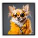 Stupell Industries Trendy Chihuahua Portrait Framed On Wood by Roozbeh Wood in Brown | 24 H x 24 W x 1.5 D in | Wayfair az-143_fr_24x24