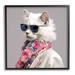 Stupell Industries Az-146-Framed Stylish Cat Fashion Framed On Wood Print Wood in Brown/Gray | 12 H x 12 W x 1.5 D in | Wayfair az-146_fr_12x12