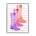 Stupell Industries Striped Pastel Cowgirl Boots Framed On Wood by Martina Pavlova Print Wood in Brown/Indigo/Pink | 14 H x 11 W x 1.5 D in | Wayfair