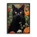 Stupell Industries Ba-353-Framed Black Cat Garden Flowers Framed On by Gary Shergill Designs Print in Black/Brown/Green | Wayfair ba-353_fr_11x14