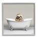 Stupell Industries Happy Sloth In Bathtub Framed On Wood by Roozbeh Print Wood in Black/Brown/White | 24 H x 24 W x 1.5 D in | Wayfair