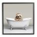 Stupell Industries Happy Sloth In Bathtub Framed On Wood by Roozbeh Print Wood in Black/Brown/White | 17 H x 17 W x 1.5 D in | Wayfair