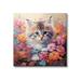 Winston Porter Kitten In Flower Meadow On Canvas by Roozbeh Print Canvas in Brown/Orange/Pink | 17 H x 17 W x 1.5 D in | Wayfair