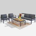 Latitude Run® Jahdel Aluminum 4 Piece Seating Group w/ Cushions Metal/Rust - Resistant Metal in Gray | 29 H x 73 W x 29 D in | Outdoor Furniture | Wayfair