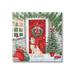 The Holiday Aisle® Dog & Winter Holiday Doorway On Canvas by Emma Leach Print Canvas in Green/Red/White | 24 H x 24 W x 1.5 D in | Wayfair