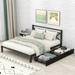 Gracie Oaks Kasandra Metal Platform Storage Bed Wood & Metal/Metal in Black/Brown | 38 H x 86.5 W x 82.5 D in | Wayfair