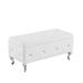 House of Hampton® Laverton Faux Leather Storage Bench Faux Leather/Upholstered/Leather/Metal in Gray/White | 17.72 H x 38.19 W x 18.11 D in | Wayfair