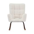 Rocking Chair - Lounge Chair - wendeway Comfy Upholstered Lounge Chair Rocking Chair w/ High Backrest Fabric in Black/Brown | Wayfair