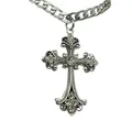 Collier croix couleur argent avec cristaux symbole Crucifix gothique bijoux unisexes