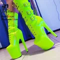 Bottes Courtes Vertes Fluorescentes à la Mode pour Femme Chaussures de Pole Dance Talons à