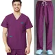 Men Scrub Set Cotton Nursing Scrubs Short Sleeve Medical Uniforms V Neck Scrub Shirt Veterinary