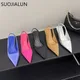 SUOJIALUN-Sandales pointues à enfiler peu profondes pour femmes chaussures à bride arrière mules à