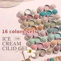 16 Colors/set 64 Colors Solid Nail Polish Gel Ice Cream Textured Nail Glue Mixed with Gradient Paint