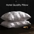 Luxury Goose Down Feather Pillows Inserts Pinch Pleat Design Standard Queen Size Super Support 5