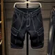 Summer Clothes for Men Black Denim Shorts Multi-pocket Straight Baggy Leisure Fashion Splicing Male