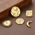 1PC Gold Plated Sunlight Moon Star Brand Enamel Charm Stainless Steel Pendant DIY Necklace Earrings